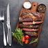 Serrated Steak Knives Set of 6, Stainless Steel Sharp Blade Flatware with Unique Hammered Pattern Hollowed Handle
