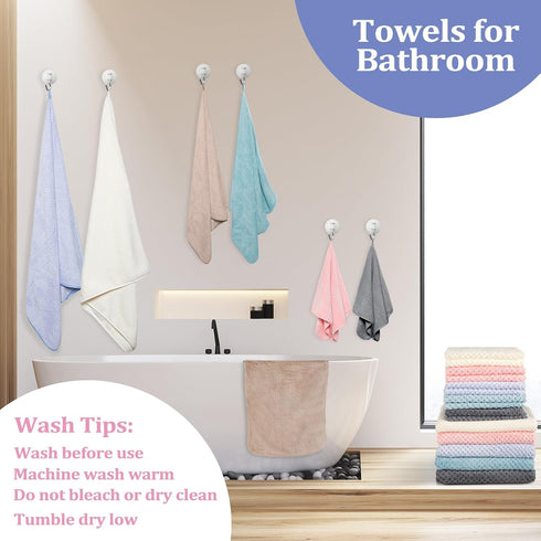 24 6 Sets Set Peryiter Pcs Bath Towels and Washcloths Microfiber Bathroom Beach Pool Large Towel Coral Velvet Highly