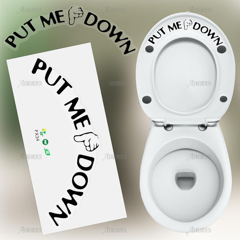 AUEAR Funny Bathroom Toilet Seat Sticker Decal Reminder Decoration for DIY (4 Pack)
