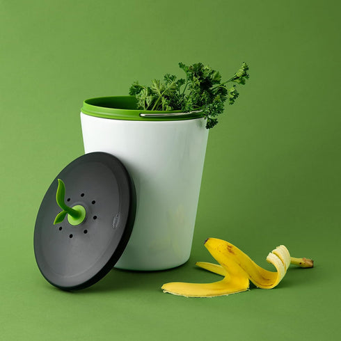 Chef'n 401-420-120 EcoCrock Counter Compost Bin - Black and White - 3.3 Liter