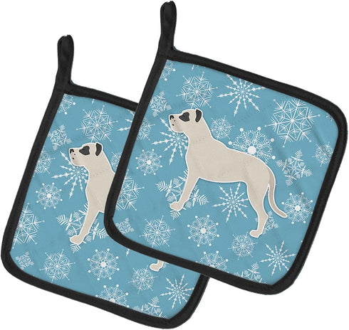 Caroline's Treasures BB3567PTHD Winter Snowflake Dogo Argentino Pot Holders Set, Heat Resistant, 7 1/2 x 7 1/2