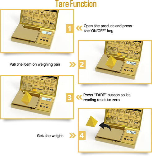 WEIGHTMAN Digital Scale, 200g/0.01g Pocket Scale, Gold Titanium Plating, Mini Jewelry Scale with 6 Units