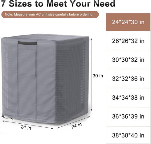 Mrrihand Central Air Conditioner Cover, Waterproof Heavy Duty AC Unit Cover for Outdoor Winter (24"X24"X30")