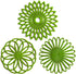 Set of 3 Silicone Trivet Mat - Hot Pot Holder for Table & Countertop, Non-Slip & Heat Resistant, Dark Green