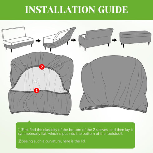 Ottoman Covers, Stretch Folding Storage Stool Slipcover Furniture Protector, Rectangle Bench Footstool Cover