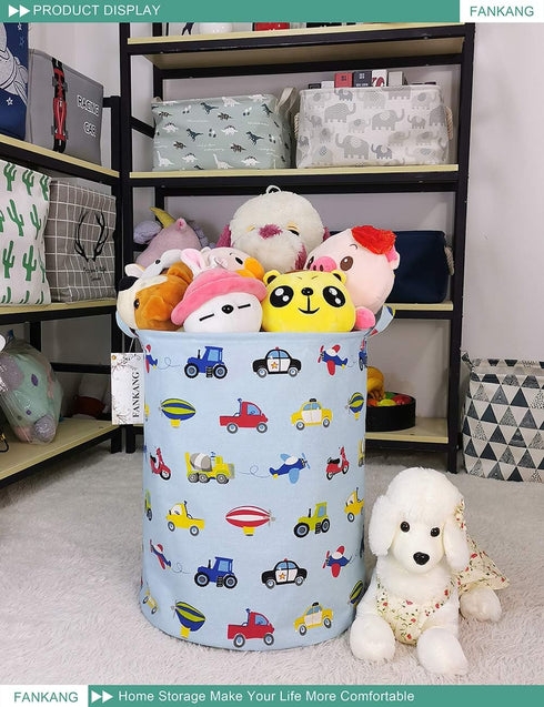 FANKANG Canvas Storage Basket, Foldable Nursery Hamper with Waterproof PE Coating, Large Baskets for Kids, Office,