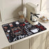 SHACOS Coffee Mat 2pcs 12x19 Inch Coffee Bar Mats Absorbent Non Slip Rubber Coffee Maker Mat for Countertop Coffee Bar Accessories Espresso Coffee Mat Dish Drying Mat Waterproof Heat Resistant, Black by SHACOS