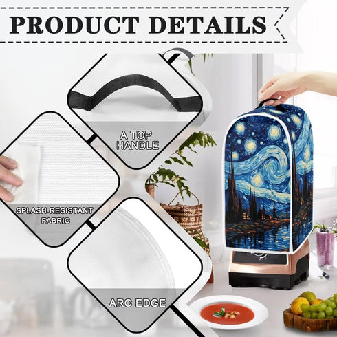 Starry Night Blender Cover, Anti Fingerprint Food Processor Cover with Top Handle, Kitchen Decoration for Small