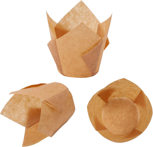 Ruisita 150 Pieces Mini Tulip Baking Cups, Muffin Liners for Parties (Natural)