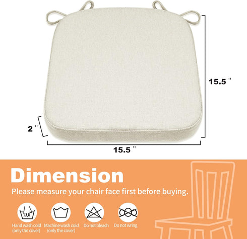 1 2" (1 SINOSSO Memory Foam Chair Cushion for Folding Chair Pcs, Thickened Square Kitchen Chair Pad with Ties, Indoor