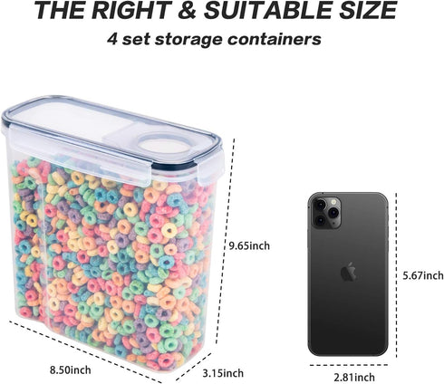 FOOYOO Set 4 Containers(135.2oz), Cereal Containers Storage - Piece Airtight Large Food Storage BPA Free Dispenser