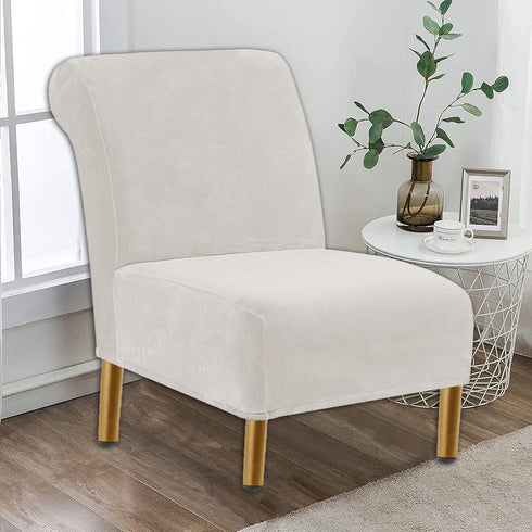 Armless HAOYONG Accent Chair Cover, Stretch Velvet Chair Slipcover Soft Slipper Chair Covers Furniture Protector Covers