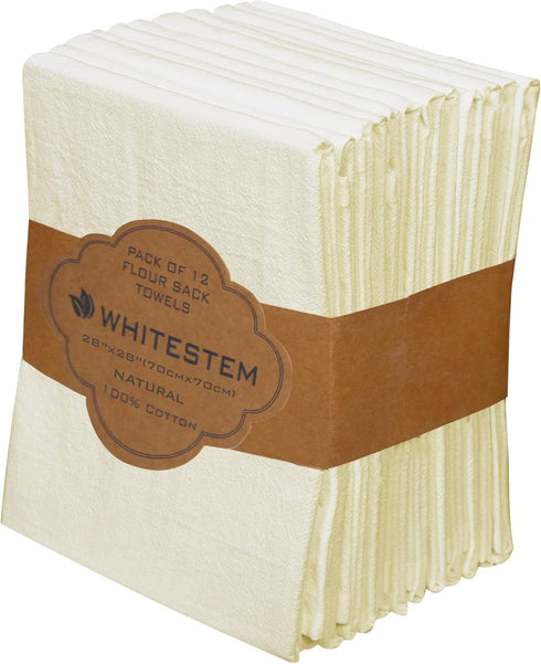 Flour Sack Towels 28 x 28 Pack of 12 Cotton Kitchen Towels,