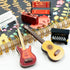 2PCS 1:12 Suartus Mini Musical Instrument Guitar Wooden Bass Guitar Model Display Ornaments for Mini Music Room