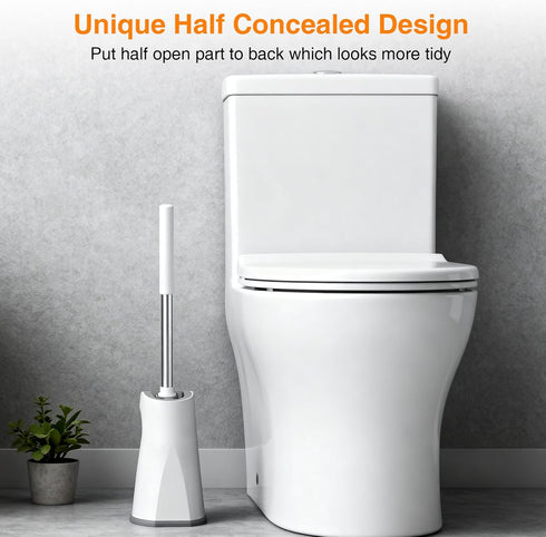 Set, Set, Lefree Toilet Brush and Holder Bathroom Cleaner Brush Curved Design, Non-Slip Handle Toilet Bowl Brush