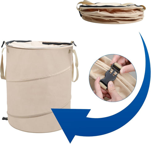 24 Gallons Collapsible Reusable Bags with Gloves, Camping Trash Can with Lid, Pop Up Garbage Can for Outdoor, Large