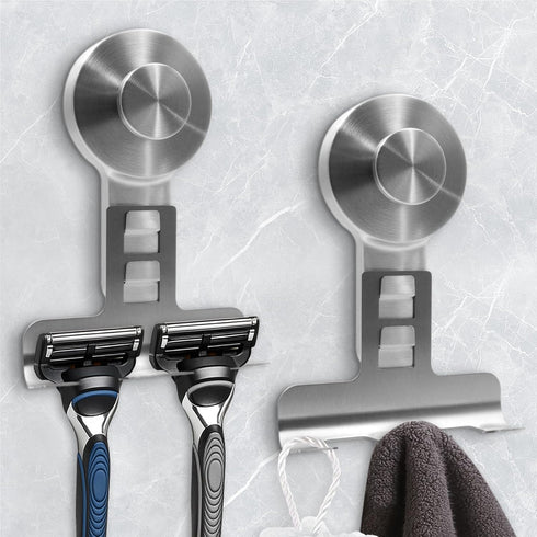 Suction Cup Razor Holder for Shower Wall 2 Pack,Heavy-Duty 15lbs Suction Hooks
