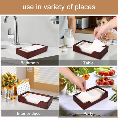 Gtencemen Bamboo Napkin Holder for Kitchen Table Bathroom Paper Towel Holder Farmhouse Flat Napkin Holders Brown Guest