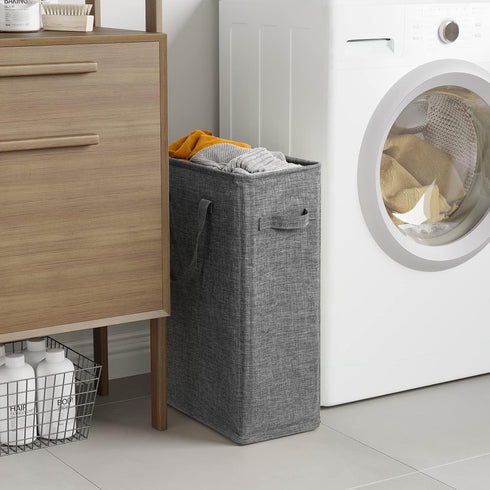 Chrislley 45L Slim Laundry Hamper, Narrow Laundry Basket with Handle, Foldable Dirty Clothes Portable Skinny Hamper
