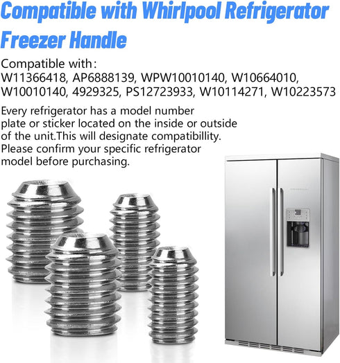 W11366418 Refrigerator Freezer Door Handle Mounting Set Screw Fit for Whirlpool Refrigerator -AM 1-5-1 - EA230910 by Tobaiwind