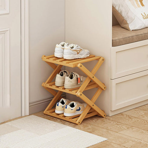 Small Shoe Rack, 3 Tier Portable Folding Shoe Storage Rack, Without Installation,