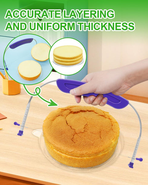 Adjustable 2-Wire Cake Slicer Leveler - Small Cake Cutter for Leveling Layer Cakes, Professional Baking Tool with