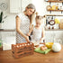 Countertop, 2-Tier 24 YOUEON Wooden Egg Holder for Stackable Egg Crates for Eggs with Handle, Farmhouse Rustic Pinewood
