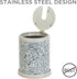 Bath Bliss Toilet Brush and Holder with Self Closing Lid, 360 Degree Brush Head, Compact Size, Terrazzo Grey with Pink