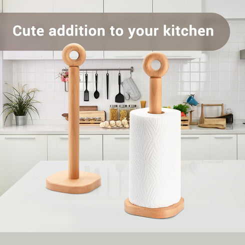 Cambiar Countertop Paper Towel Holder, Cute Donut Wood Kitchen Roll Stand Organizer Free Standing, Scrunchie Holder