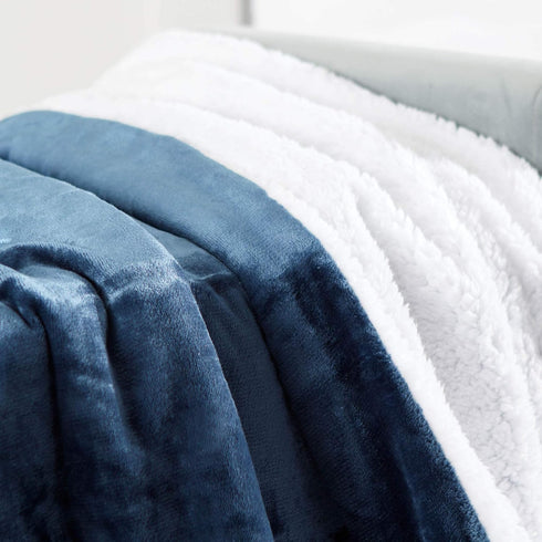 50 60 inches, Genteele Sherpa Throw Blanket Super Soft Reversible Ultra Luxurious Plush Blanket, x Navy/White