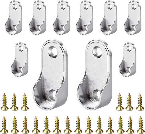 10Pcs Zinc Alloy Oval Closet Rod End Supports, Fit Oval Rod 18 x 35 mm