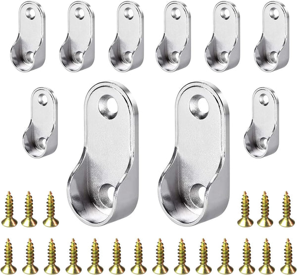 10Pcs Zinc Alloy Oval Closet Rod End Supports, Fit Oval Rod 18 x 35 mm