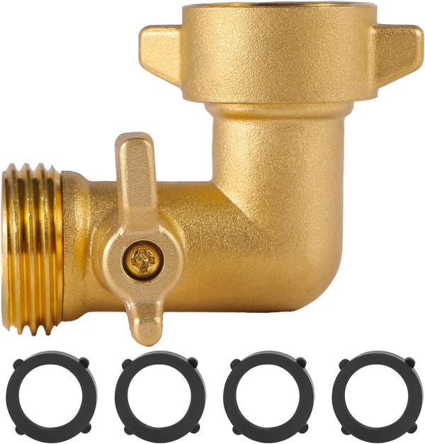 AuySier Brass 90 Degree Hose Elbow for RV, Garden Hose Elbow Connector with