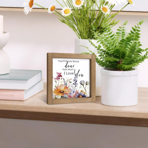 pechpell Wildflower Baby Nursery Decor, Wooden You'll Never Know Dear How Much I Love You Sign, Wild Flower Picture