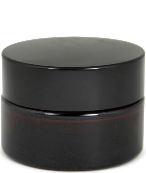 Vivaplex 12 Amber Round Glass Jars, 15 ml with Inner Liners and Black Lids