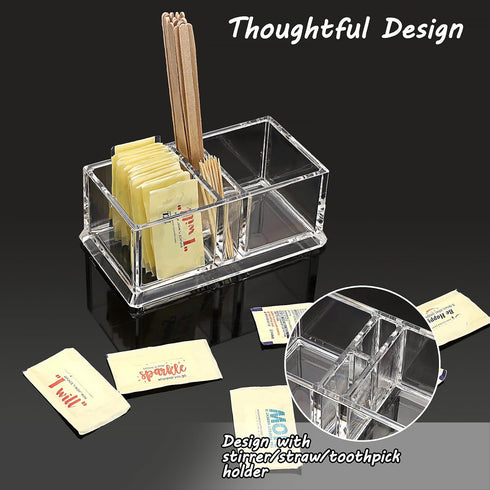 ELLDOO Packet Packet Countertop Sugar Holder, Acrylic Sugar Bowl for Restaurant, Tea Bag Organizer, Coffee Stirrers