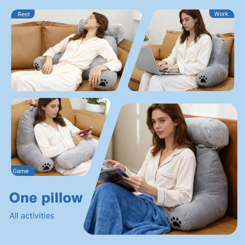 PZT Reading Pillow Plus, Crystal Velvet Back Pillow Bed Sitting Up for Adult & Children, Back Rest Pillow Support