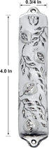 Mezuzah Case - Pomegranate Tree Design Crafted in Pewter, Jerusalem Judaica Door Mezuza Case, 4" White Wedding Color
