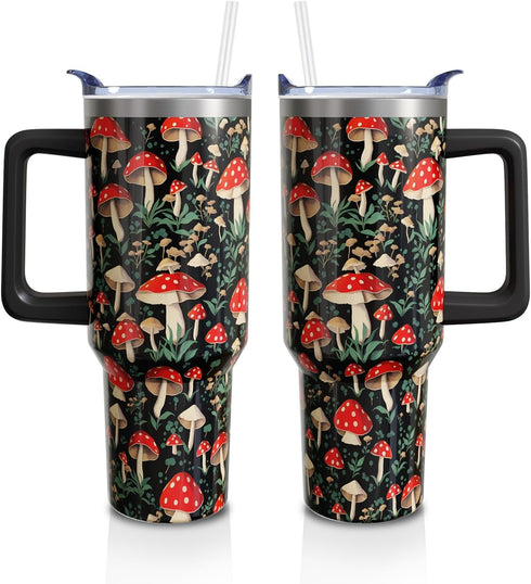 Red Mushroom Gifts Cup for Women Men, 40oz Tumblers with Handle and