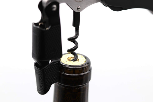 Wise Products Premium Corkscrew Wine Bottle Opener, Black Edition for Wine Lovers, Eco-Friendly Pouch (1 PACK)