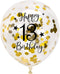 Gold 13th Confetti Latex Balloons, Happy 13 Years Birthday Party Decoration with Confetti (12in, 16 Pack)