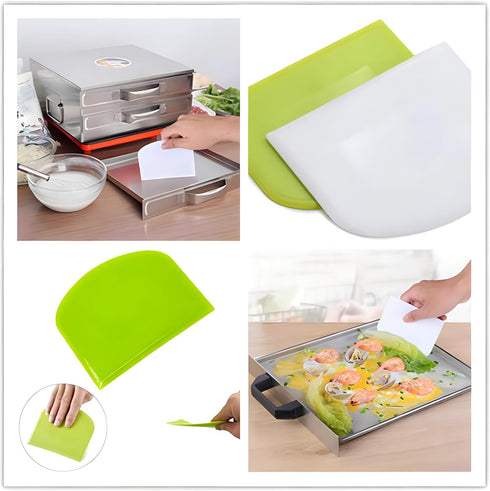5-Pack Dough Scraper Bowl | Food-safe Plastic Dough Cutter, Flexible Bench Multipurpose Food Scrappers for Bread Dough,