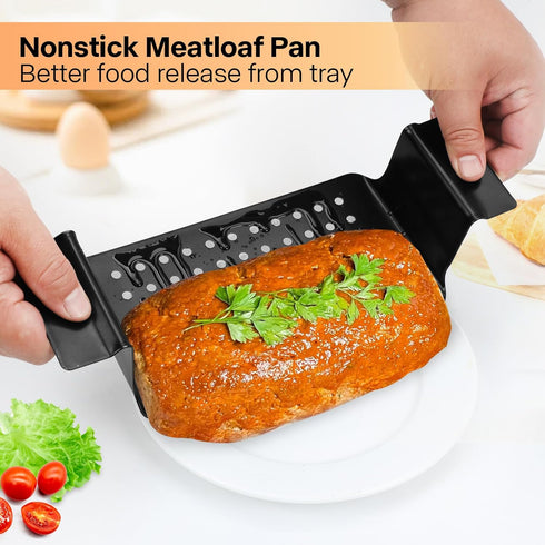4 Pack Nonstick Meatloaf Pan with Drain Tray, 9x5 Inch Bakeware Pan for Oven Baking Bread and Roasting Meat