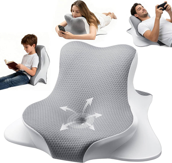 Ergonomic Memory Foam Reading Pillow - Wedge Back & Neck Support for