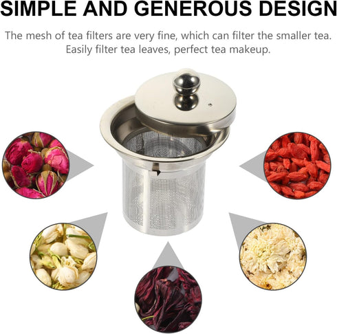 Hemoton Tea Strainer Insert with Lids, Stainless Steel Tea Infuser, Metal Teapot Replacement Mesh Strainer Accessories