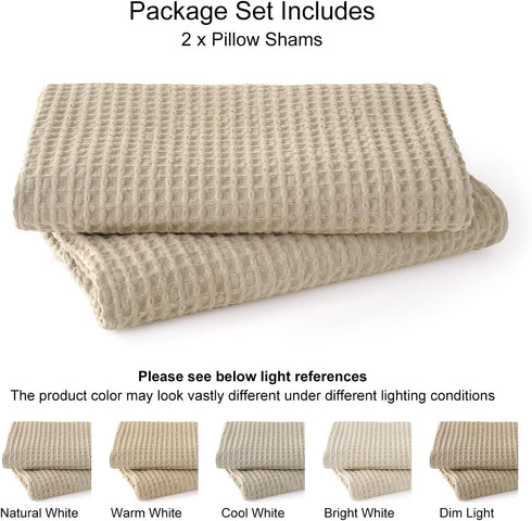 PHF 100% Cotton Waffle Weave Euro Shams - 26" x 26", No Filling, 2 Pack Elegant Home Decorative Pillow Covers