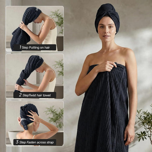 Set 8 8 2 2 2 2 REDKISS Black Bath Towels Piece - Microfiber Bathroom Towels of Large, Highly Absorbent Bath Towel