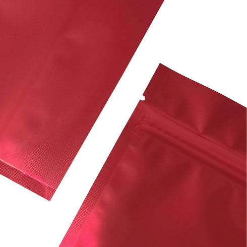 QQ Studio Pack of 100 Matte/Glossy Color Stand-Up Foil Resealable Zipper Pouches (3.9" x 5.9", Matte Red)