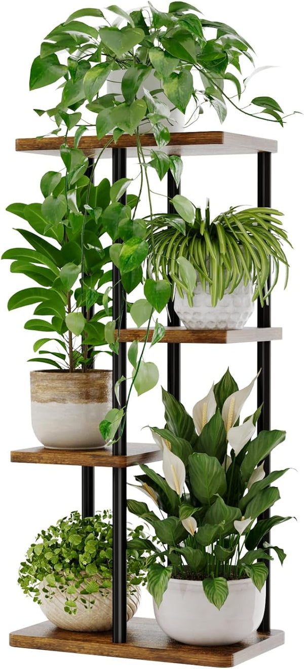 Bamworld Plant Stand Indoor, Corner 4 Tier Metal Plant Shelf for Multiple