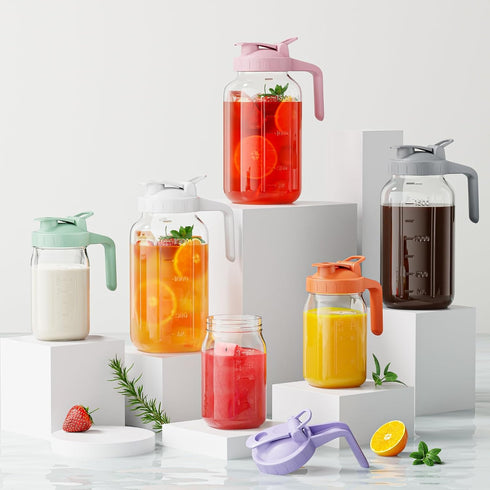 32 oz Breast Milk Pitcher - Glass Mason Jar with Dual Leak-Proof Design, Airtight Seal, Pour Spout & Handle, Storage
